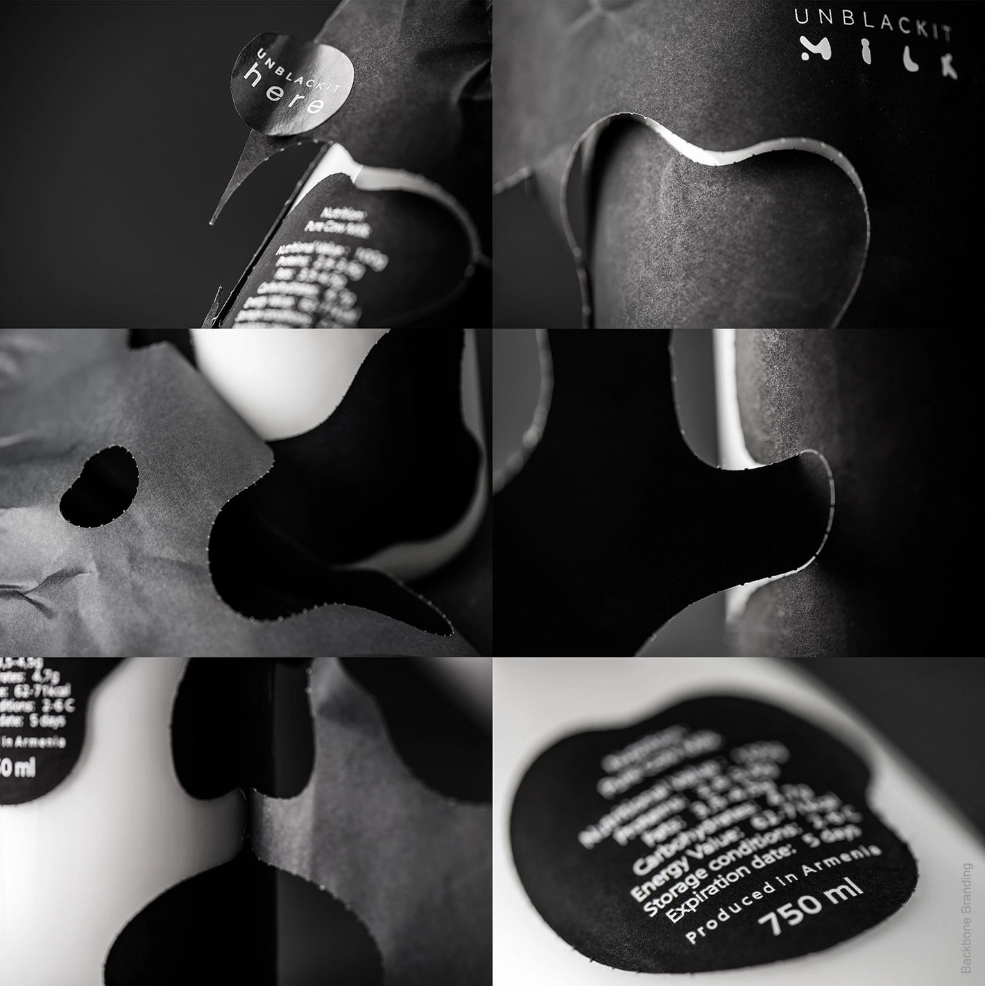 a Design Company Called  Backbone Branding they created PACKAGING Designs For Milk Company Called Unblackit Milk
